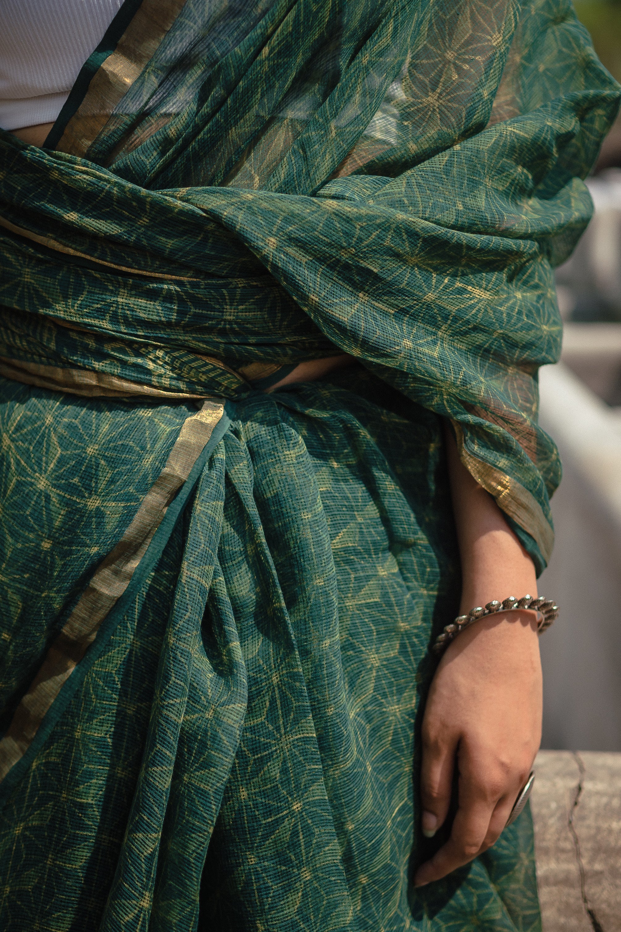 Natural dyed Dabu sarees - Malhar - Harila - Image 6