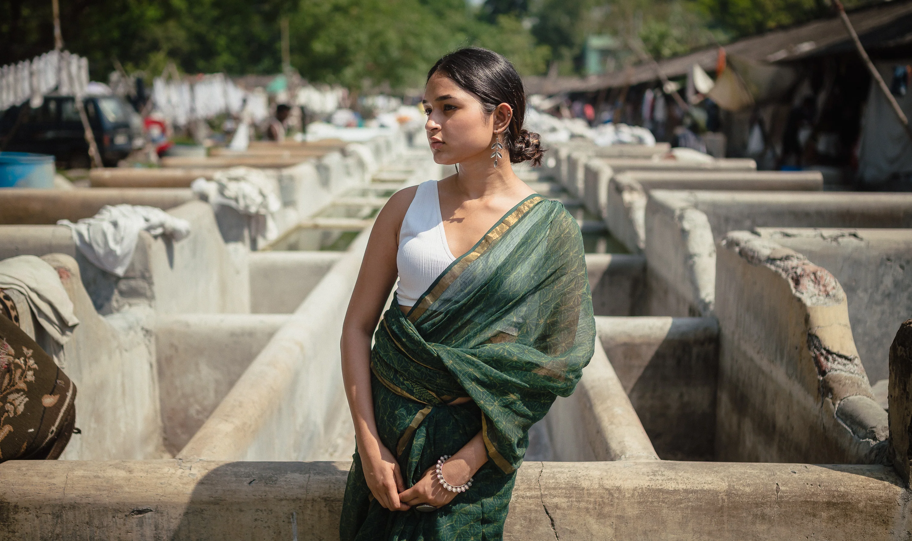 Natural dyed Dabu sarees - Malhar - Harila - Image 7