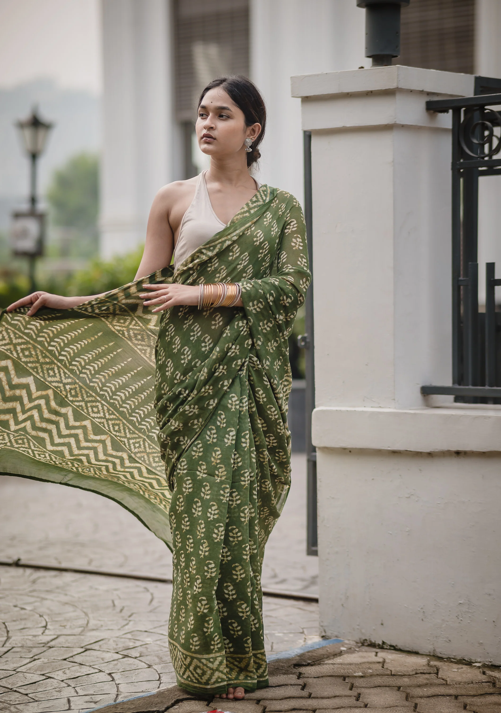 Natural dyed Dabu sarees -Prakriti - Image 3