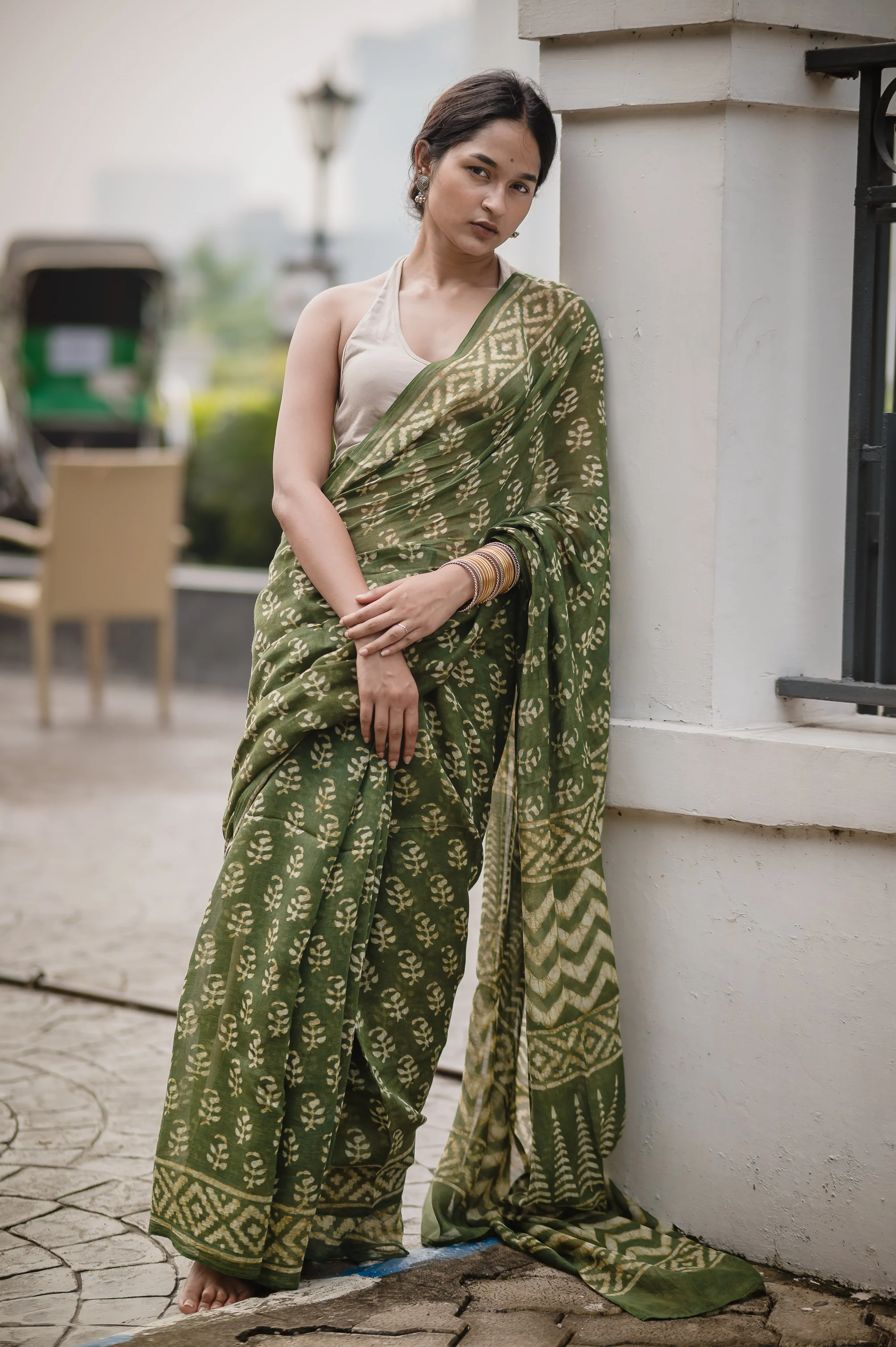 Natural dyed Dabu sarees -Prakriti - Image 6