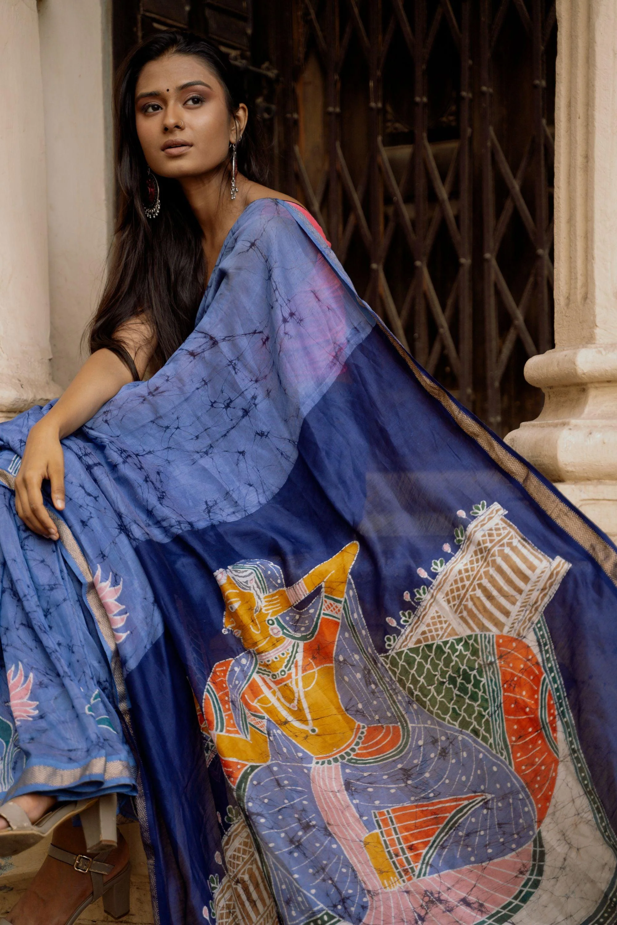 Batik Chanderi saree - Narmada- Ragini Rang Rasiya - Image 5