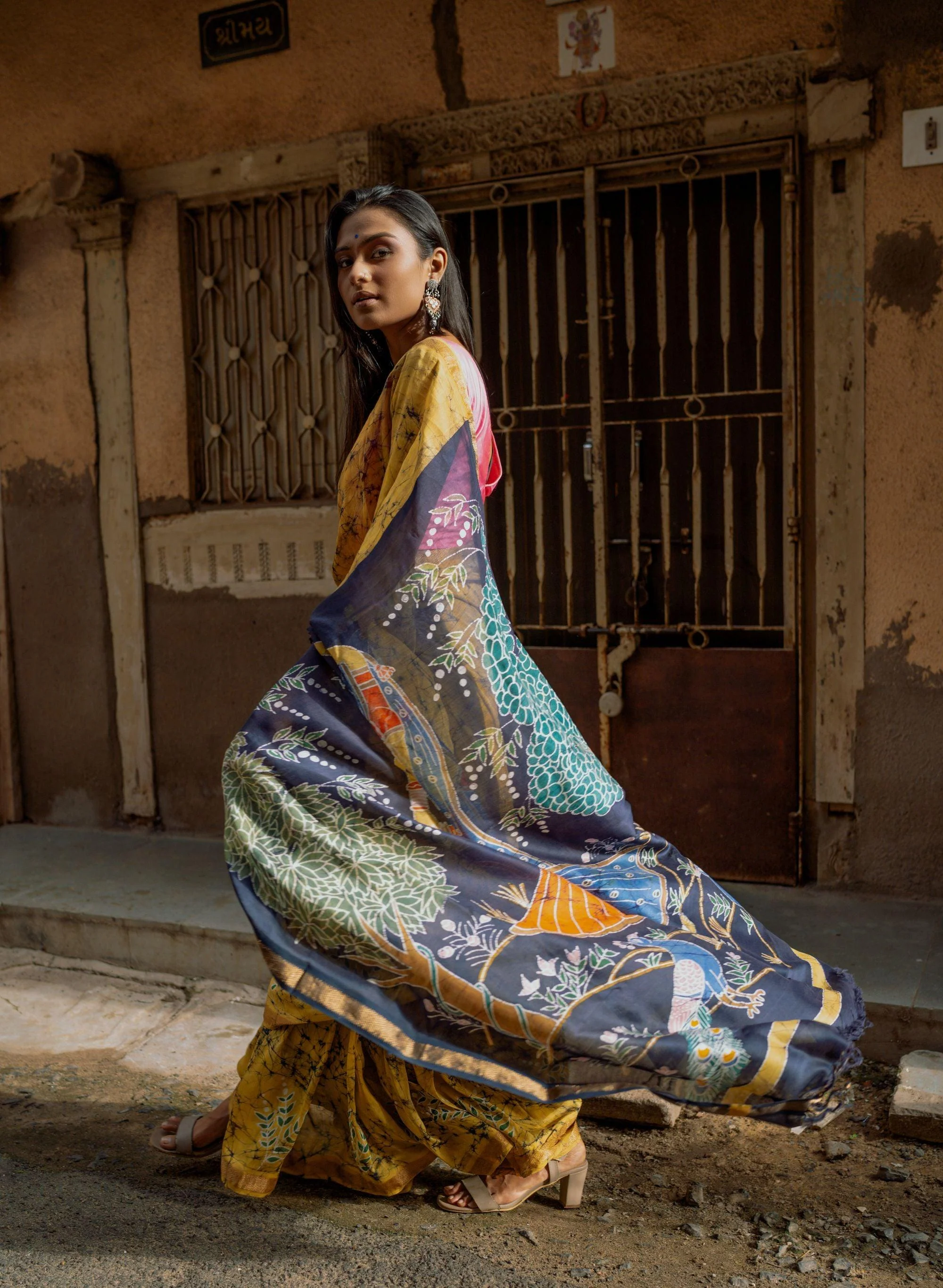 Batik Chanderi saree - Narmada- Dancing Ragini - Image 8