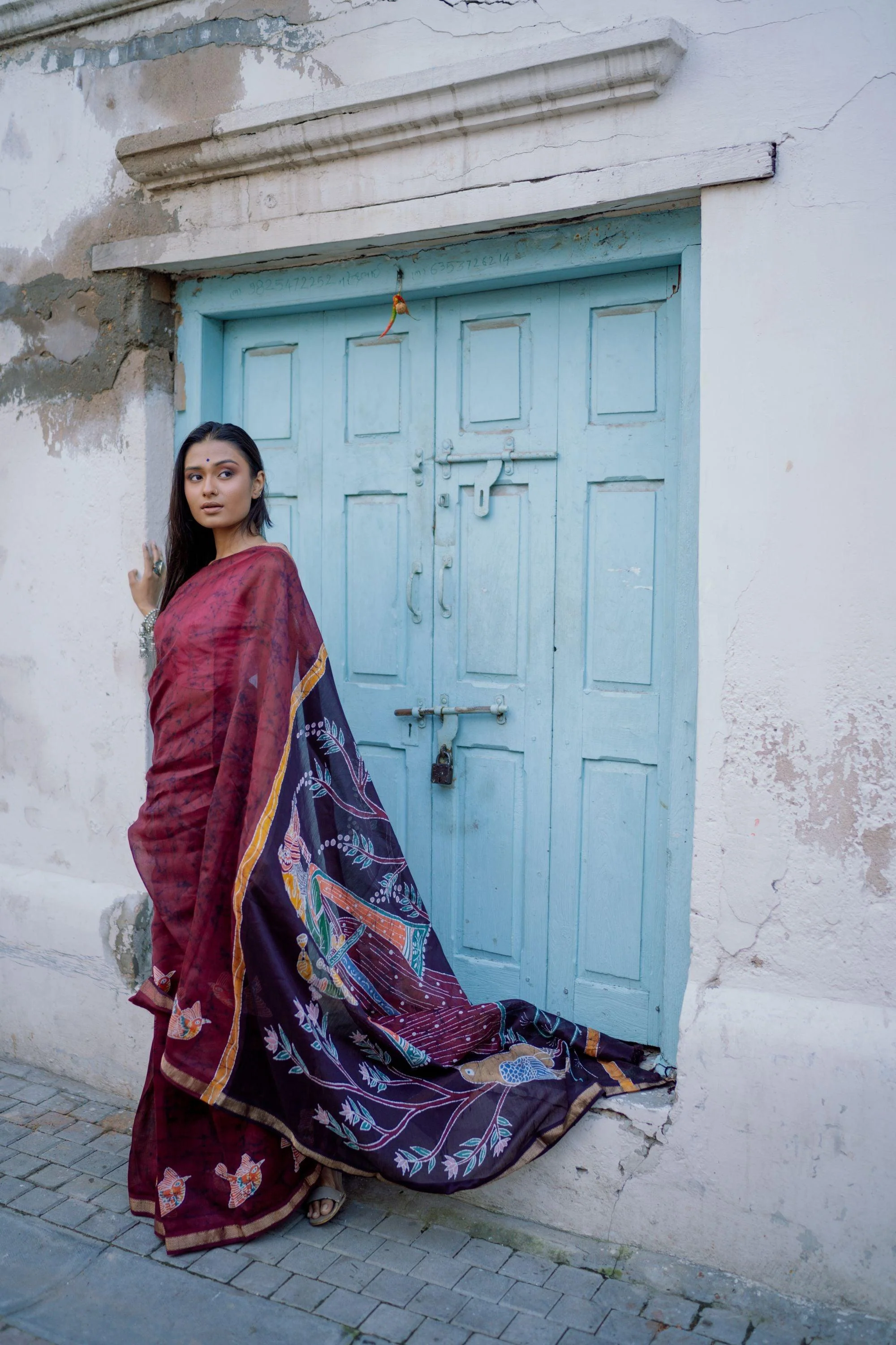 Batik Chanderi saree - Narmada- Ragini in the forest - Image 6