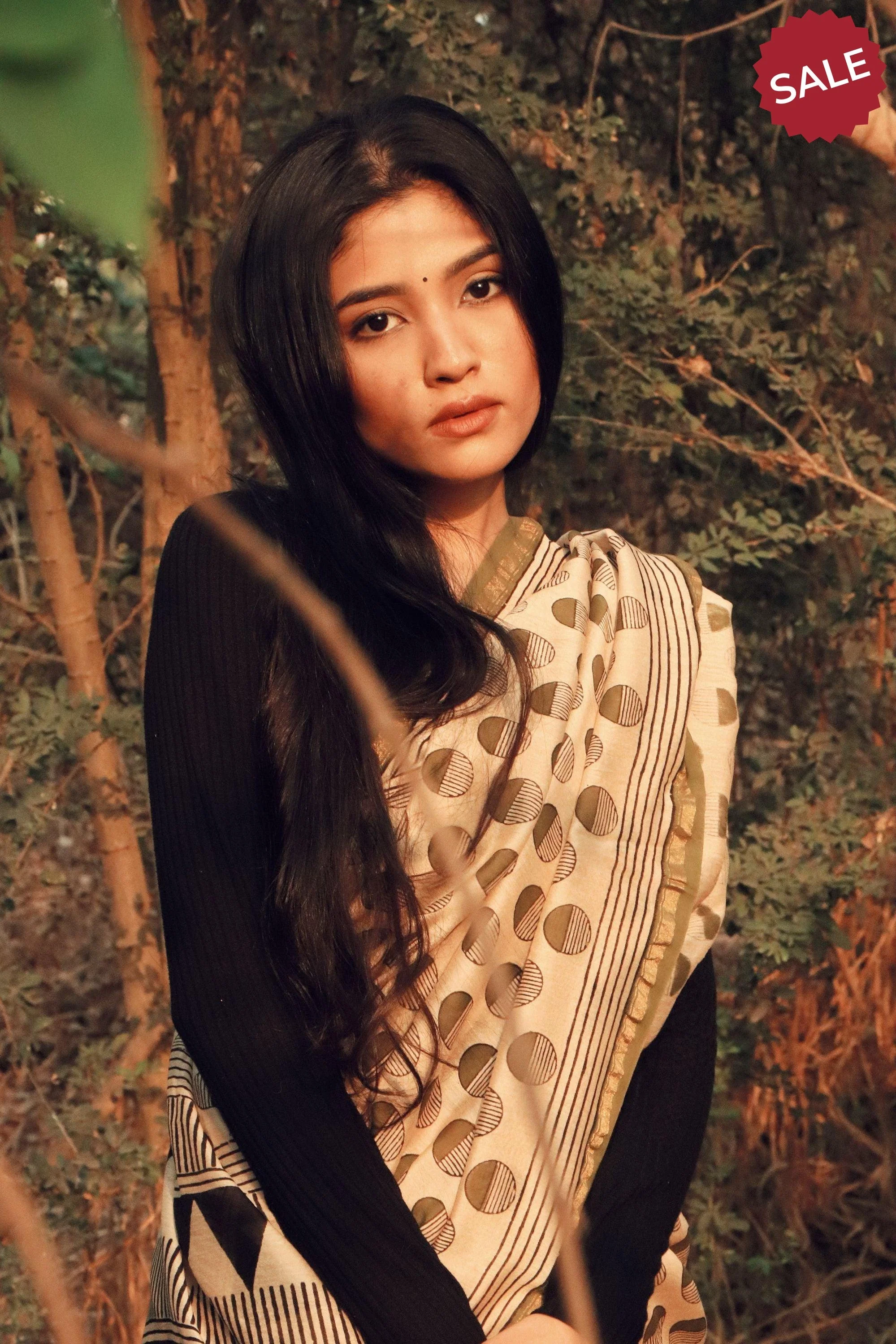 Naltural dyed Bagru saree - Roheda- Green Syahi Begar - Image 3
