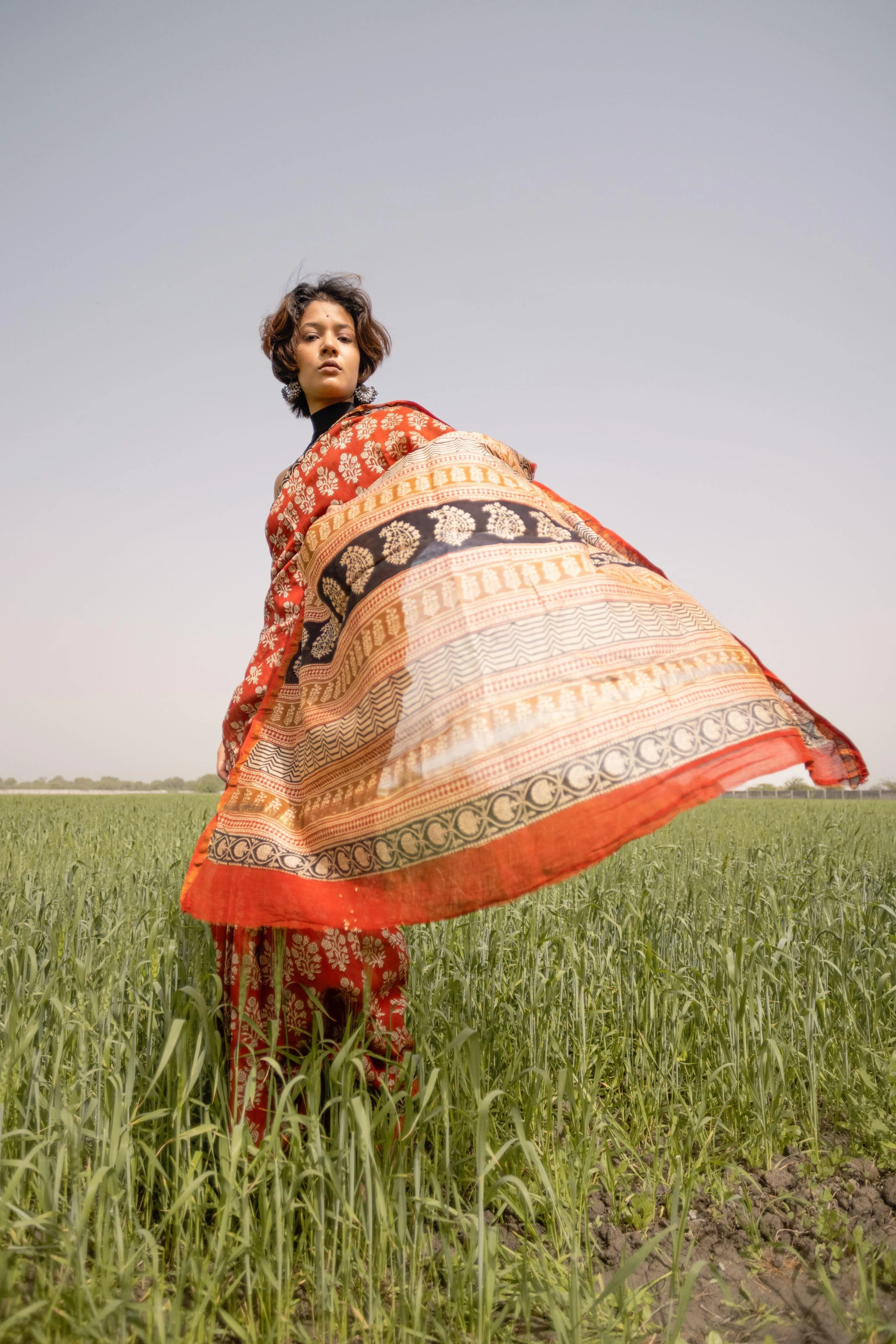 Natural dyed Bagru saree - Roheda- Mughal Syahi Begar - Image 4