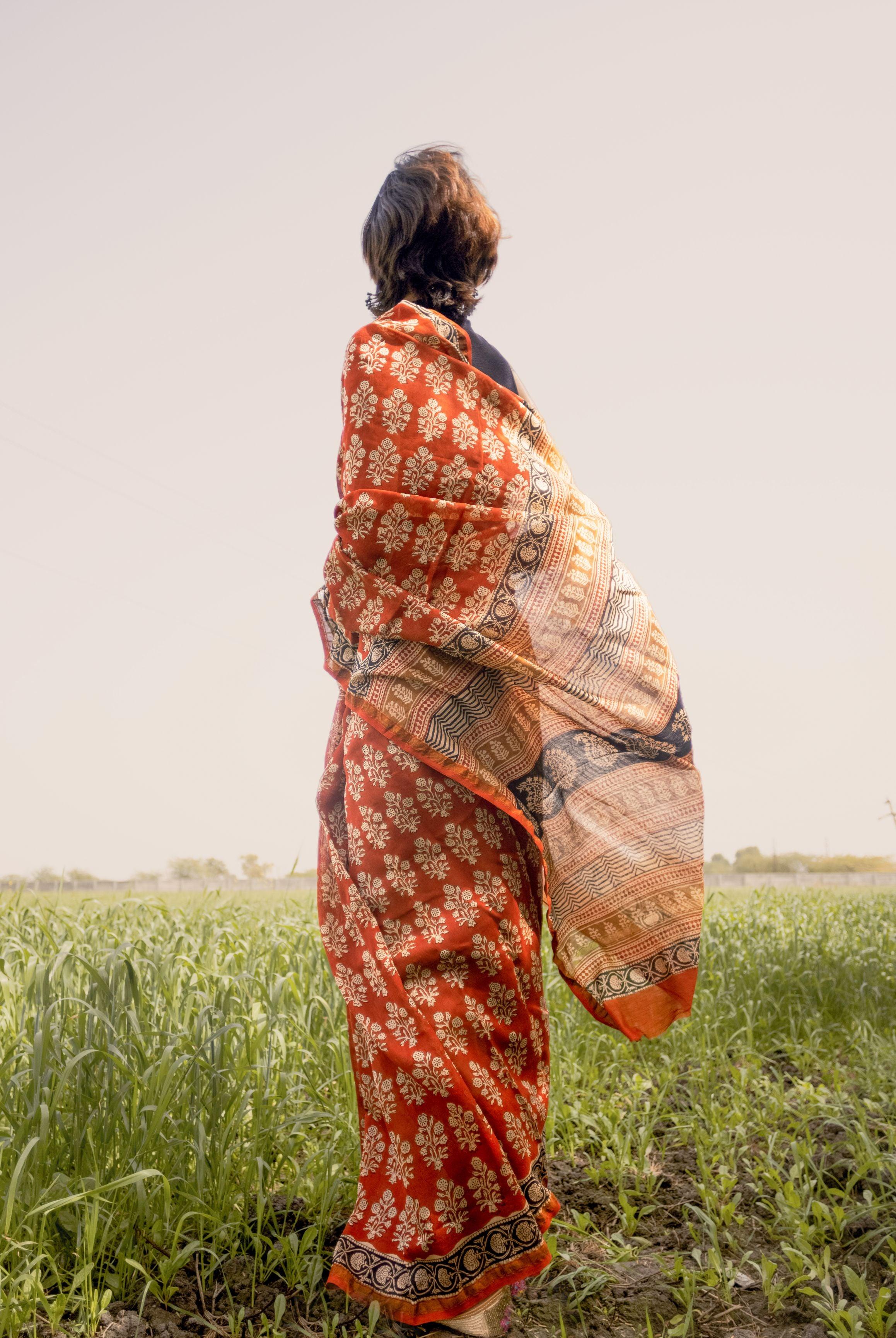 Natural dyed Bagru saree - Roheda- Mughal Syahi Begar - Image 5