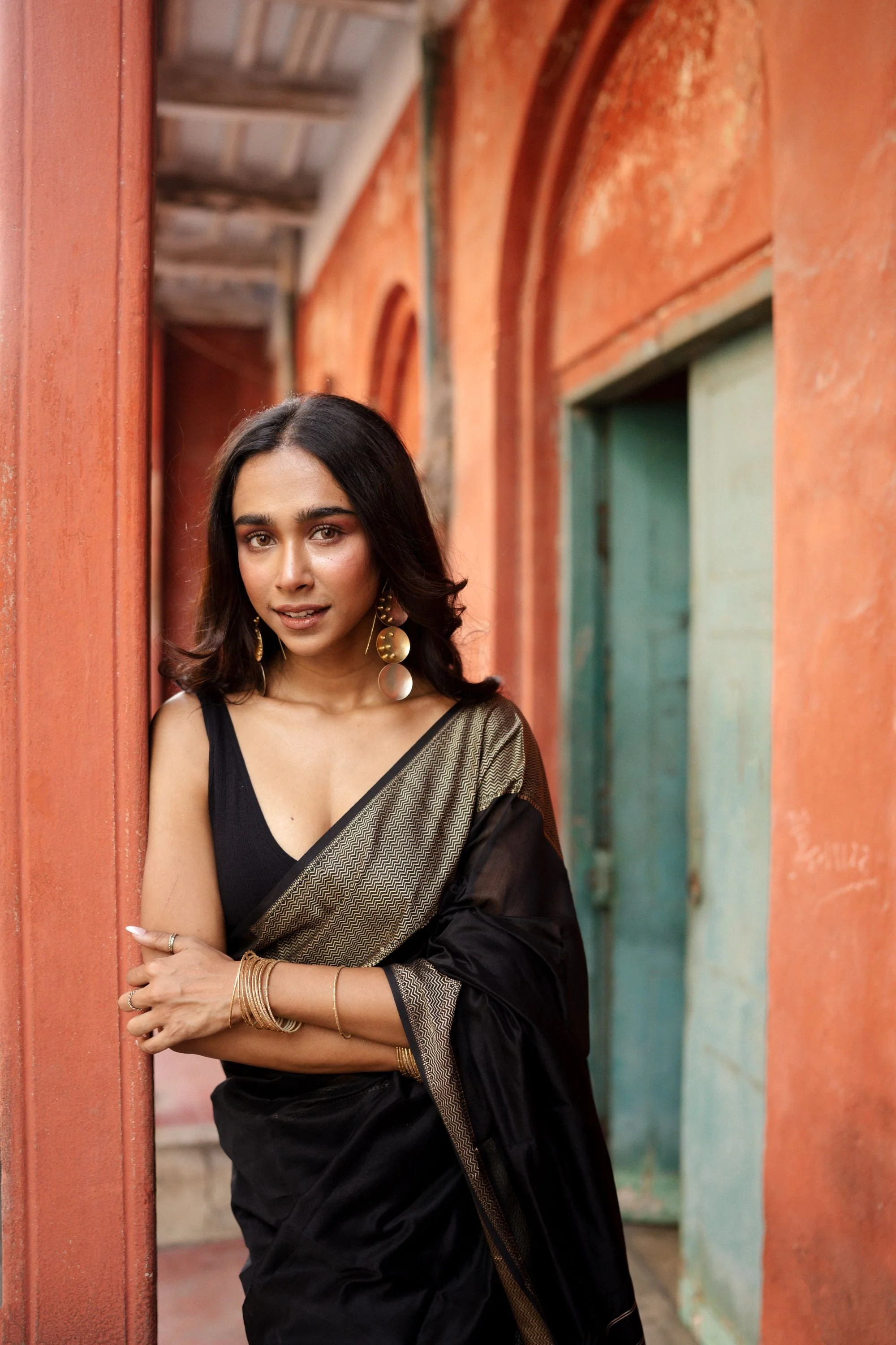 Maheswari Handloom saree - Seher - Black Gold zari - Image 7