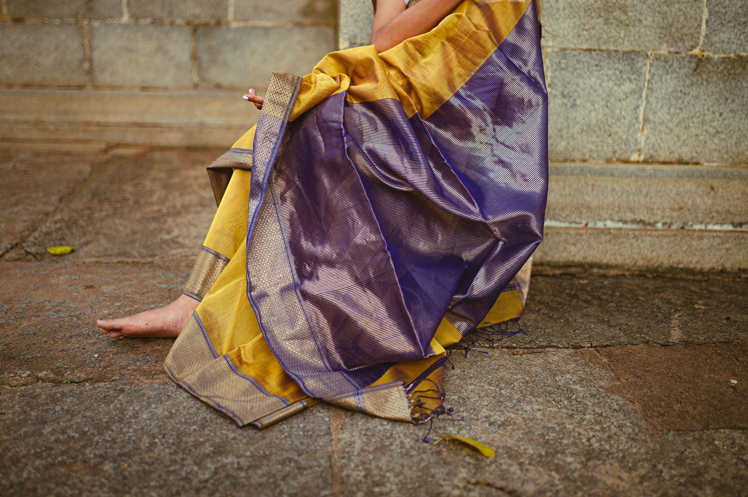 Maheswari Handloom saree - Seher - Mustard zari - Image 5