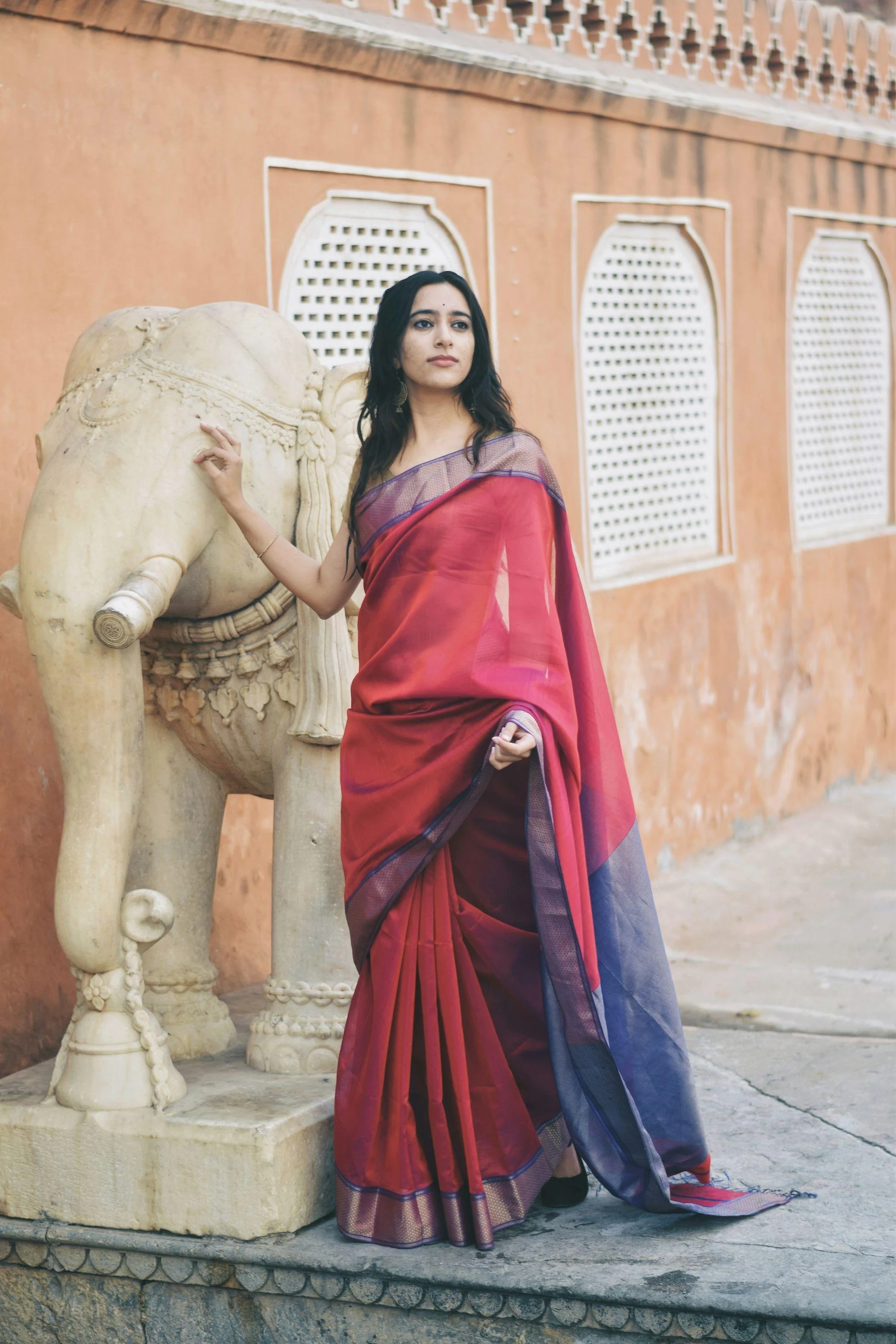 Maheswari Handloom saree - Seher - Red zari - Image 6