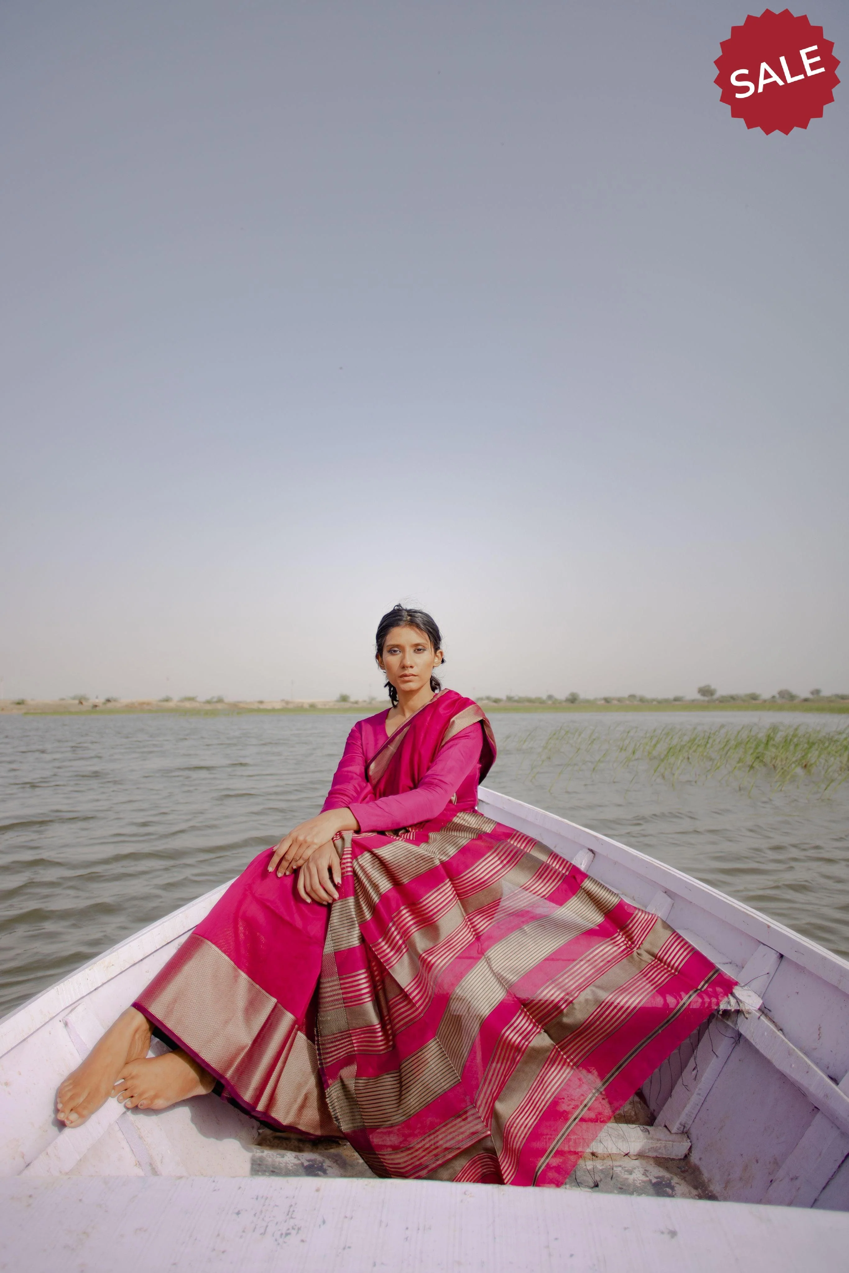 Seher - Royal Pink Maheshwari Saree - Image 3