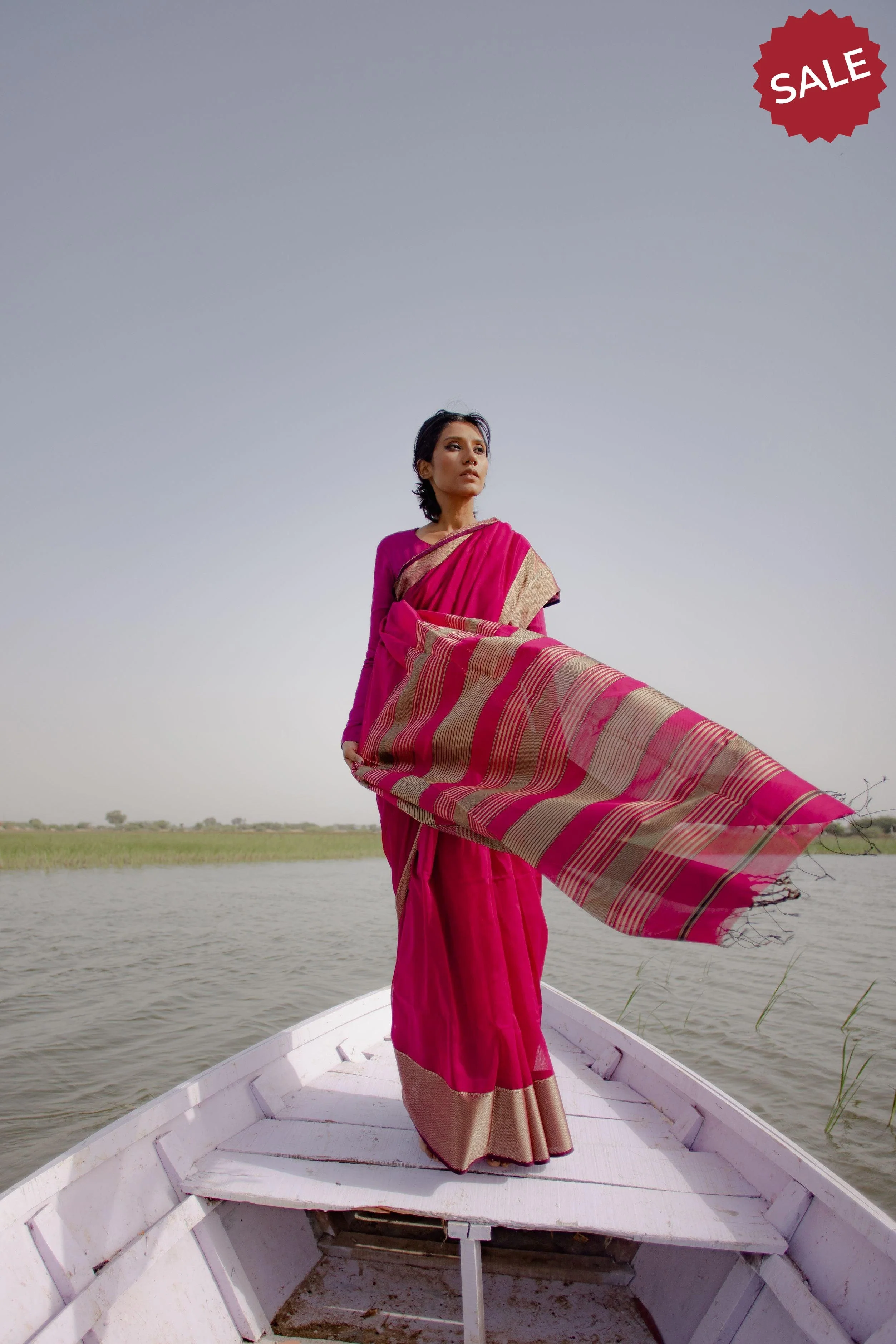 Seher - Royal Pink Maheshwari Saree - Image 5