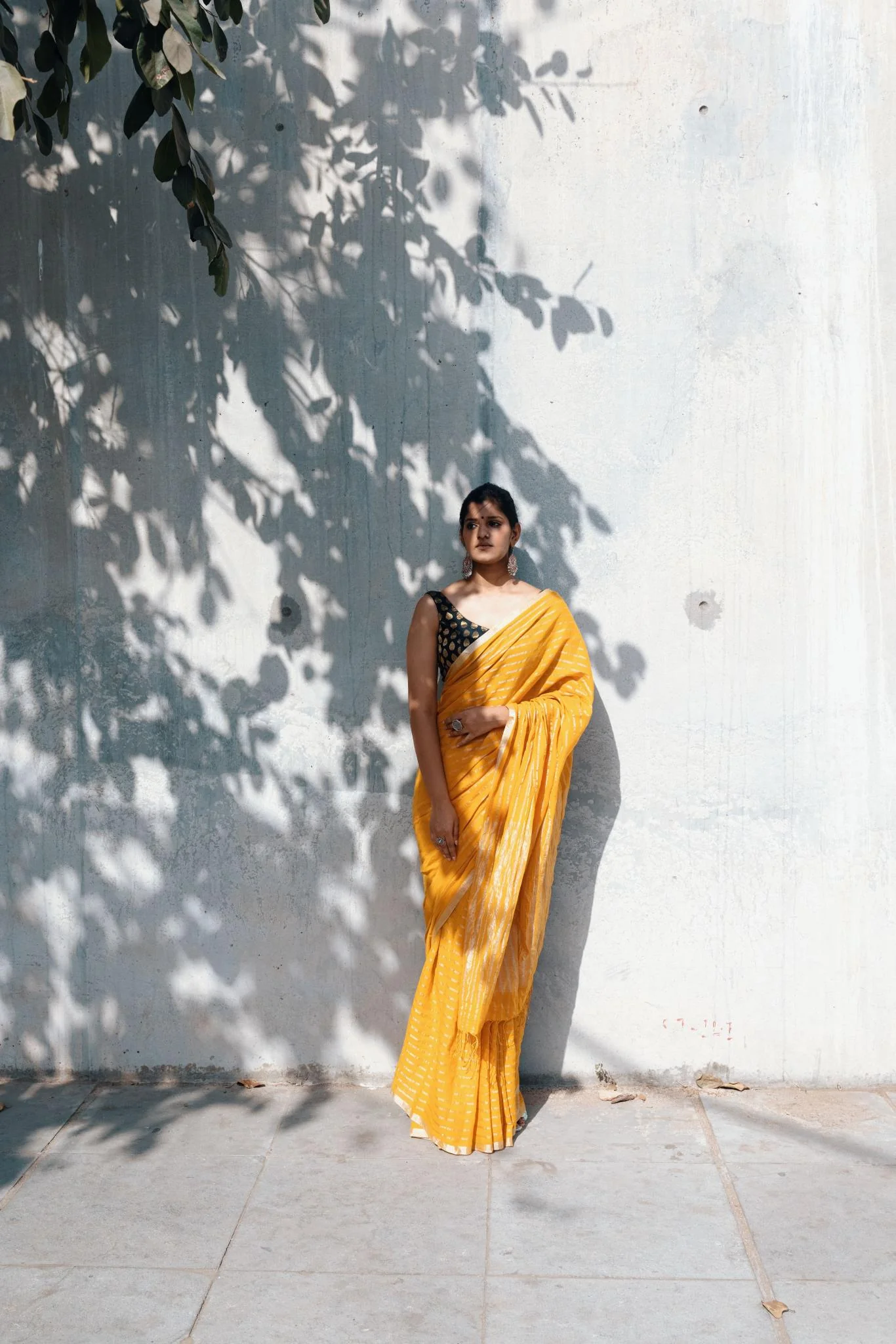 Celebrating Bengal craft traditions - Sitara- Mustard zari cotton saree - Image 15