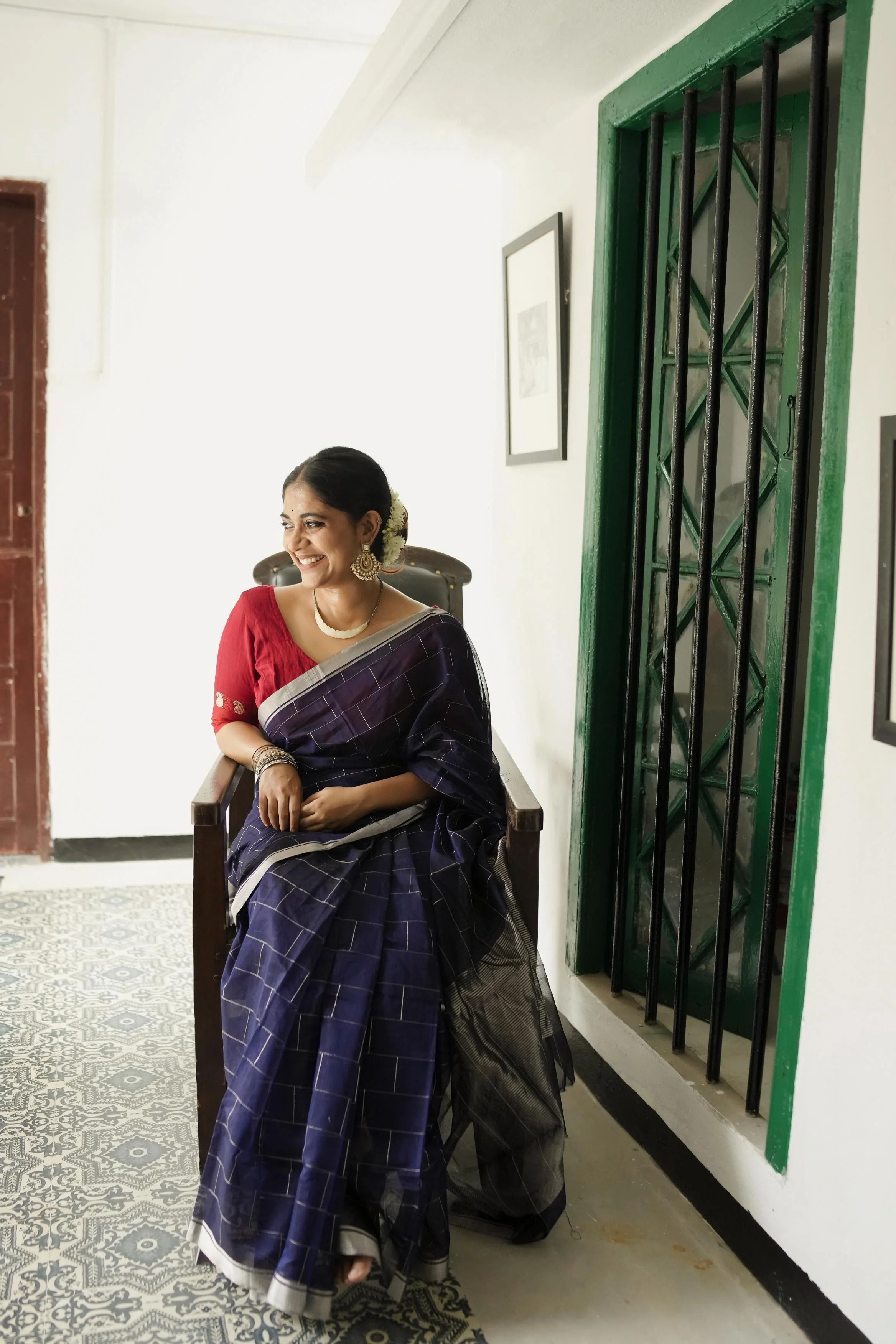 Utsav Silver Zari Blue Chanderi  Saree - Image 5