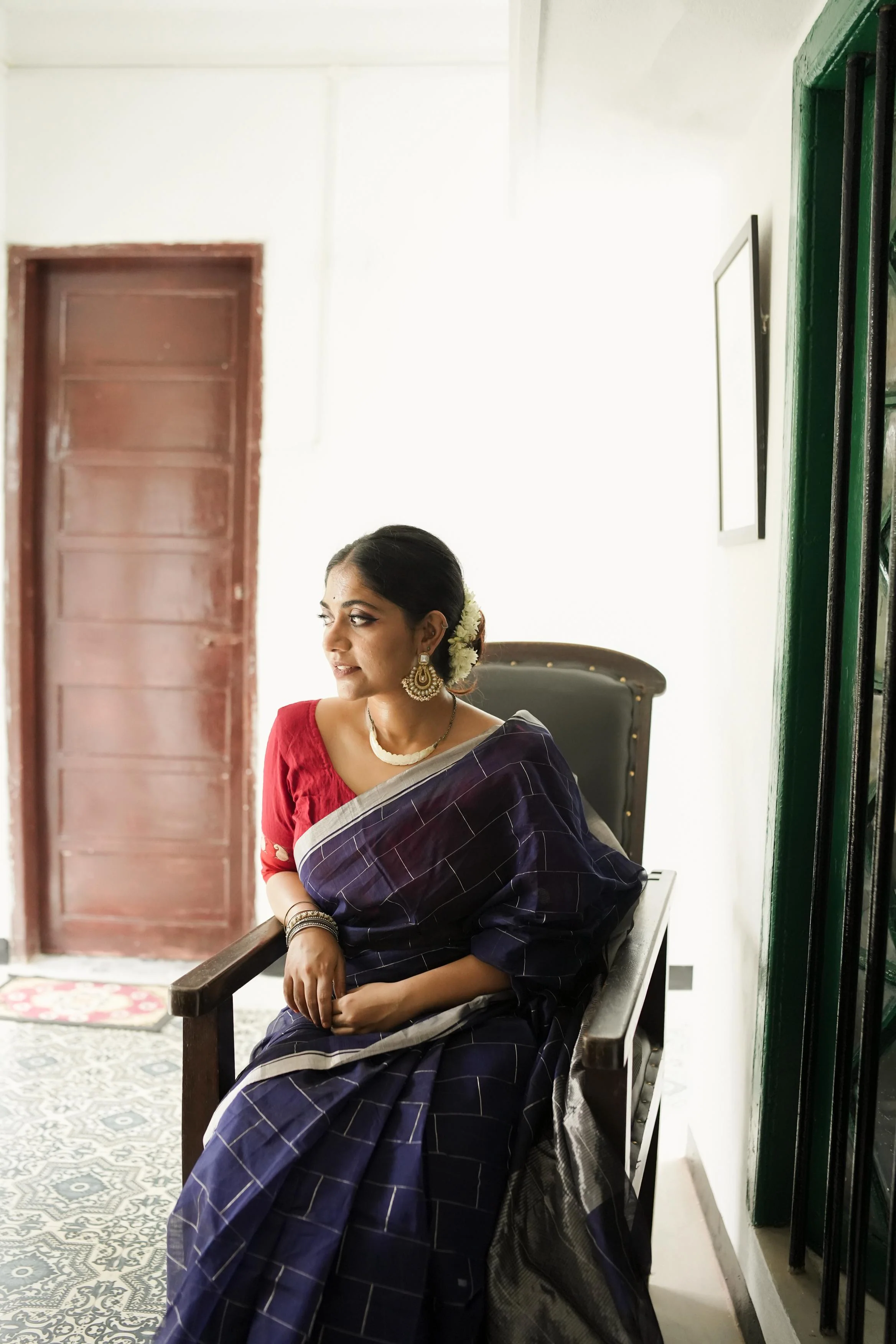 Utsav Silver Zari Blue Chanderi  Saree - Image 6