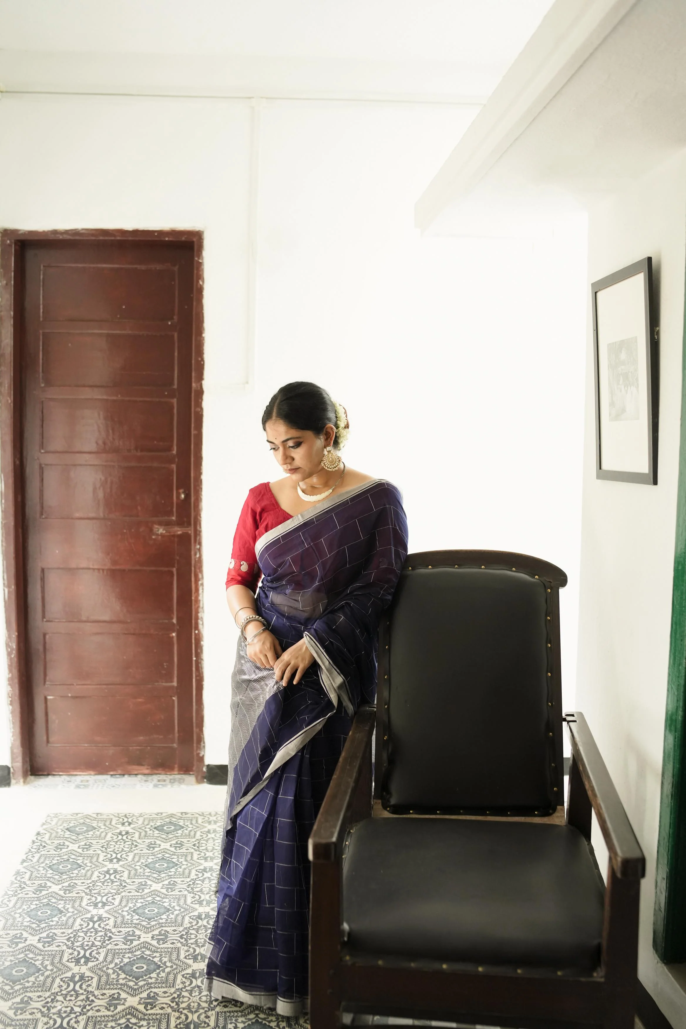 Utsav Silver Zari Blue Chanderi  Saree - Image 7