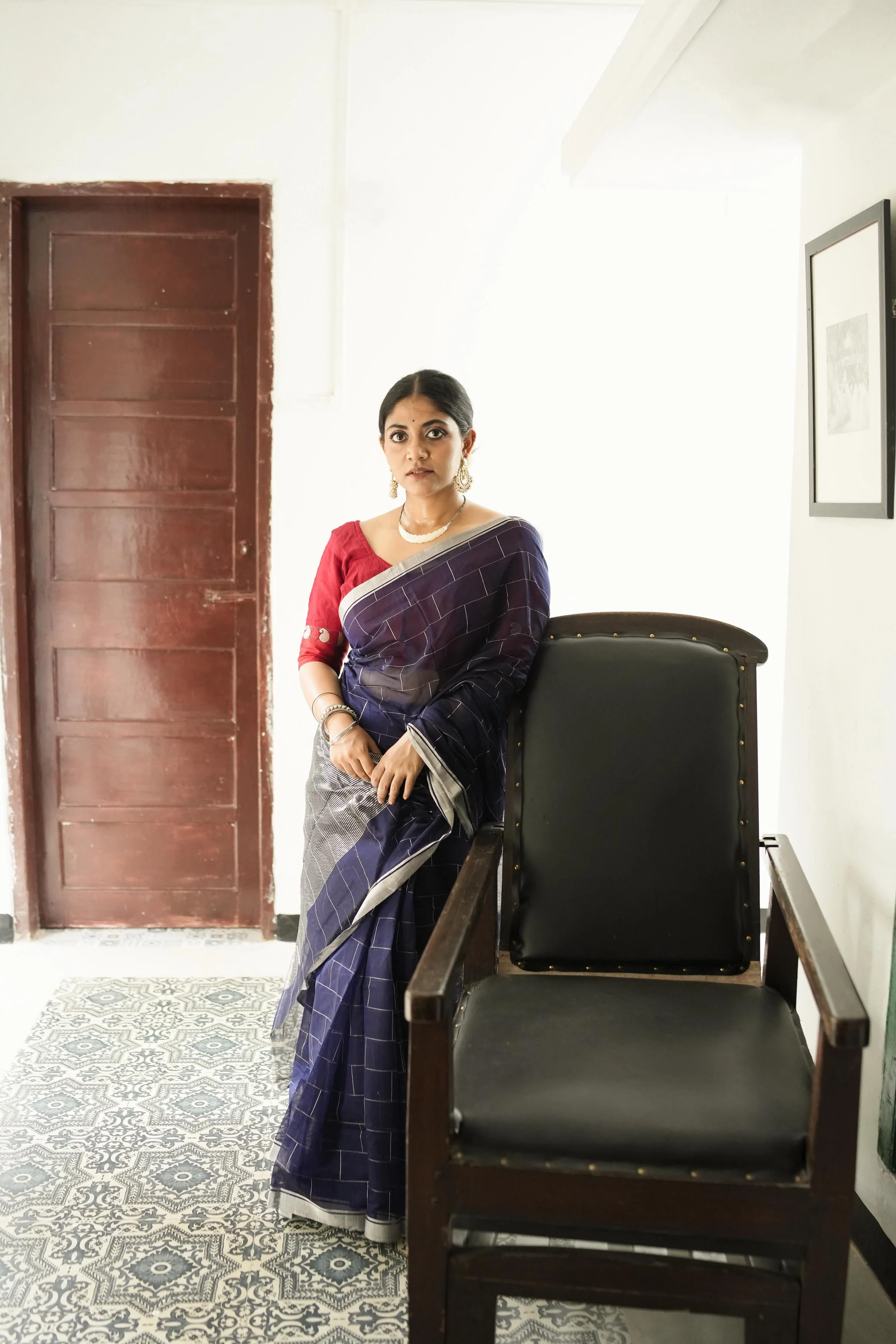 Utsav Silver Zari Blue Chanderi  Saree - Image 8