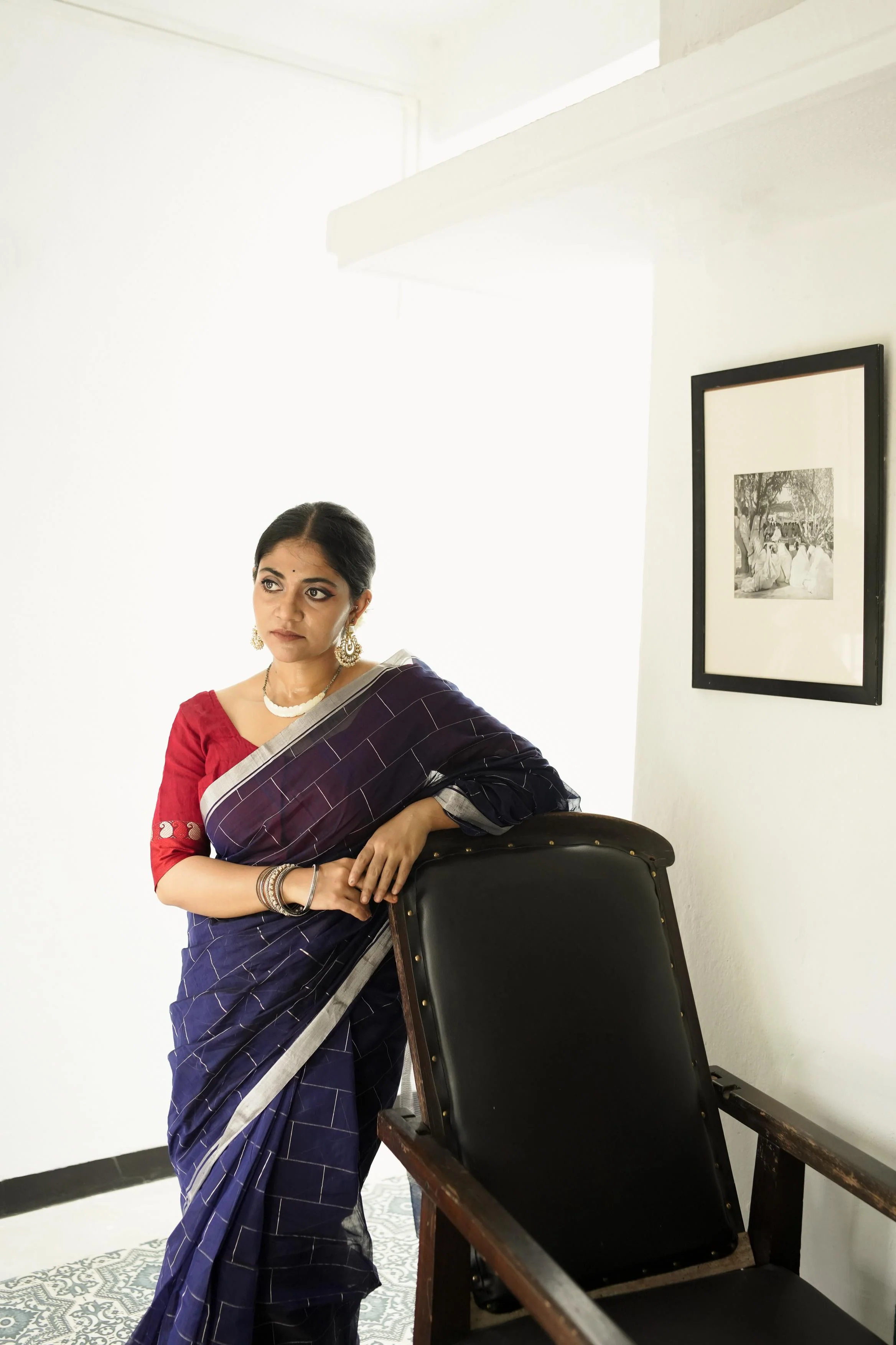 Utsav Silver Zari Blue Chanderi  Saree - Image 9