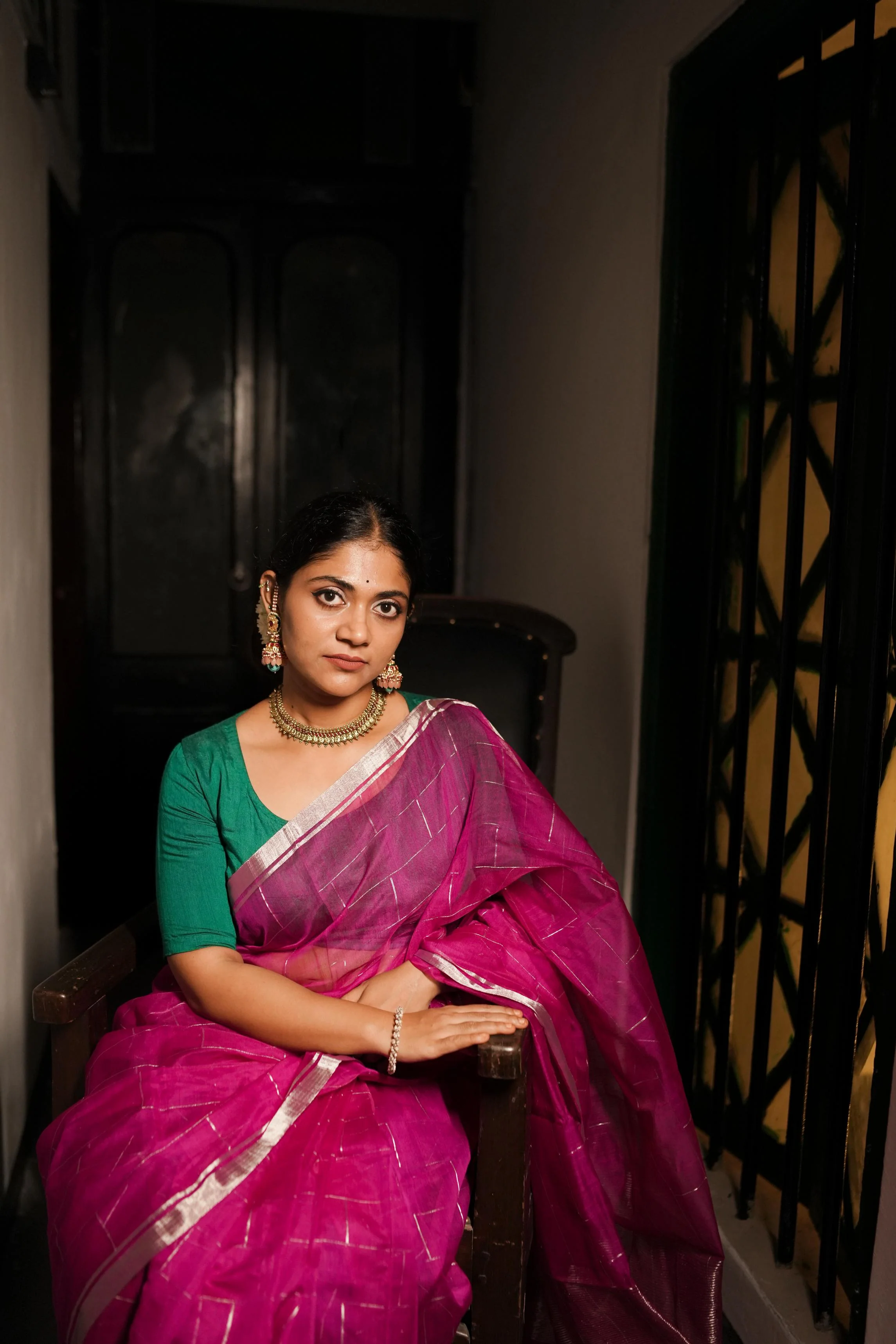 Utsav Silver Zari Pink Chanderi  Saree - Image 12